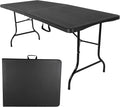 Lavish Home Portable Folding Tables - Lightweight Portable Folding Desk - 6-Foot-Long Plastic Table for Camping, Playing Cards, Parties, and Dining (Single/Black)