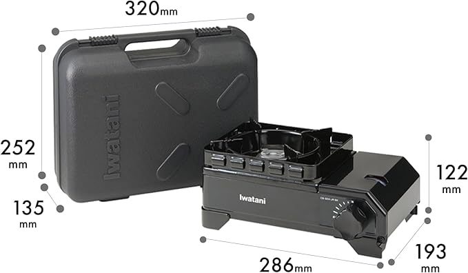 Iwatani Cassette Stove, Gas Tough Maru Jr. Made in Japan, Dutch Oven Compatible, Black