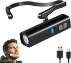 Lightweight LED Rechargeable Ear Worn Headlamp with Motion-Sensor, Ear-Hook High Bright Hands-Free Headlight, Outdoor Adjustable Clip-on Hat Light for Running, Camping, Fishing (1 Pack)