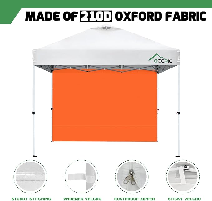 Sidewalls for 10x10 Pop Up Canopy, 210D Polyester Waterproof Canopy Sidewalls with UV Protection, Sunwall Only (Orange, 10 * 10ft 3PCS)