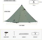OneTigris Northgaze Canvas Hot Tent with Stove Jack, Windproof, Fire Retardant, Durable 4 Season Camping Pyramid Teepee Tent for 2~4 Person