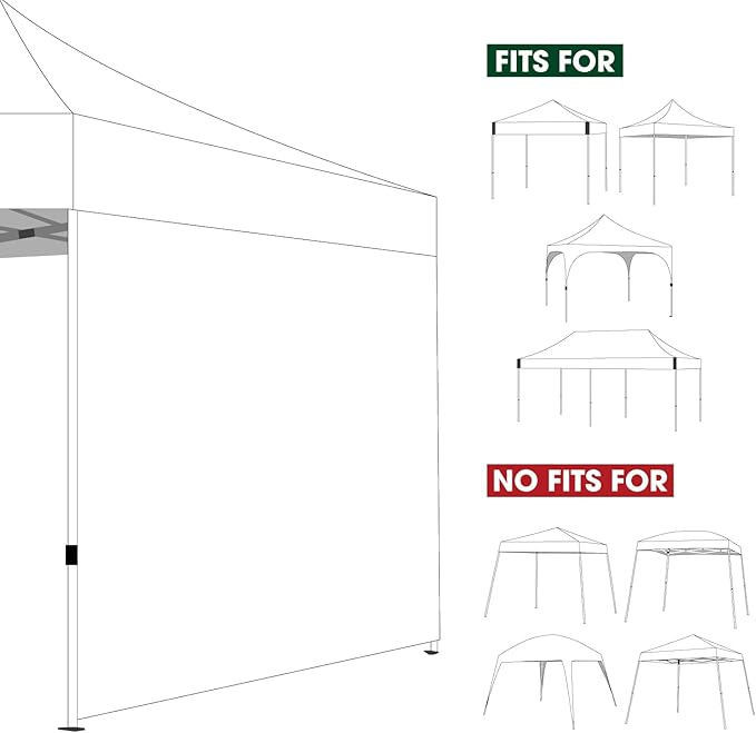 COOSHADE Instant Canopy SunWall 8x8 Canopy SideWall for Pop up Canopy Tent, 1 Pack Sidewall Only, Grey