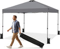 OLIXIS 10x10ft 1-Person Pop Up Canopy Tent, Heavy Duty One Push Setup Portable Outdoor Shelter for Beach Events Camping with Rolling Carry Bag, Dark Grey