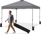 OLIXIS 10x10ft 1-Person Pop Up Canopy Tent, Heavy Duty One Push Setup Portable Outdoor Shelter for Beach Events Camping with Rolling Carry Bag, Dark Grey