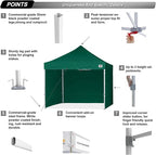 ABCCANOPY Easy Pop Up Canopy Tent with Sidewalls 10x10 Commercial -Series, Forest Green