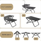 Outdoor Portable Folding Carbon Steel Camping Table, Suitable for Camping, Barbecue, Picnic, RV, Outdoor Cooking, Travel - Single or Set (Black Single, Inch, 3.1, Inch, 19.7, Inch, 15.5)