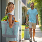 mosago Insulated Food Delivery Bag, 4-Layer Thermal Cooler Bag for Travel & Picnic, Large 39L Grocery Tote for Women/Men, Leak-Resistant Commercial Catering Bag for Pizza & Hot/Cold Food, Green