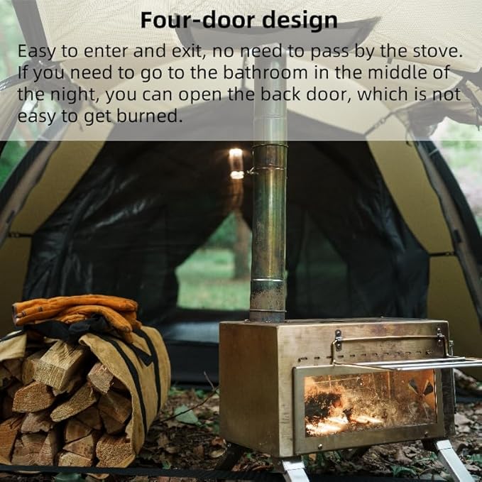 Hot Tent with Stove Jack – 4 Season Waterproof & Windproof Shelter for 1–4 People, Lightweight for Camping, Hiking, Hunting & Fishing