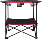 LEADALLWAY Camping Table Folding Picnic Table with 4 Cup Holders and Carrying Bags Collapsible Canvas Portable Tables Folding for BBQ Outdoor Fishing | 4 Cup Holders, Carrying Bags, Collapsible, BBQ, Outdoor, Fishing