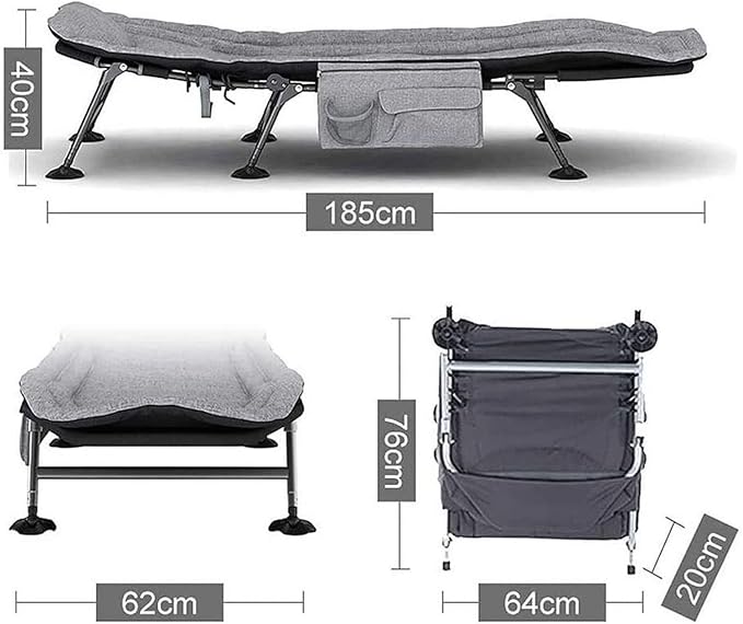 Portable Folding Bed 5-Position Adjustable Backrest Cots for Camping Load 264lbs Folding Camping Bed Reclining Chaise