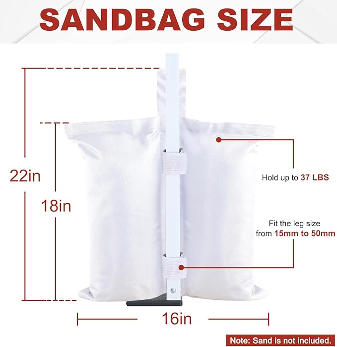 ABCCANOPY Canopy Weights 150 LBS Tent Sand Bags,4-Pack White (Without Sand)