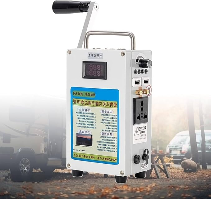 Survival Hand Crank Generator, Portable Hand Crank Generator, Emergency Manual Generator Charger, Digital Display, 110V / 220V, for Emergency, Camping, Sudden Power Outages 发电机