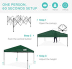 Best Choice Products 12x12ft Pop Up Canopy Tent, Outdoor Shade, 1 Person 1 Minute Set Up, Carry Case, 4 Weight Bags - Forest Green
