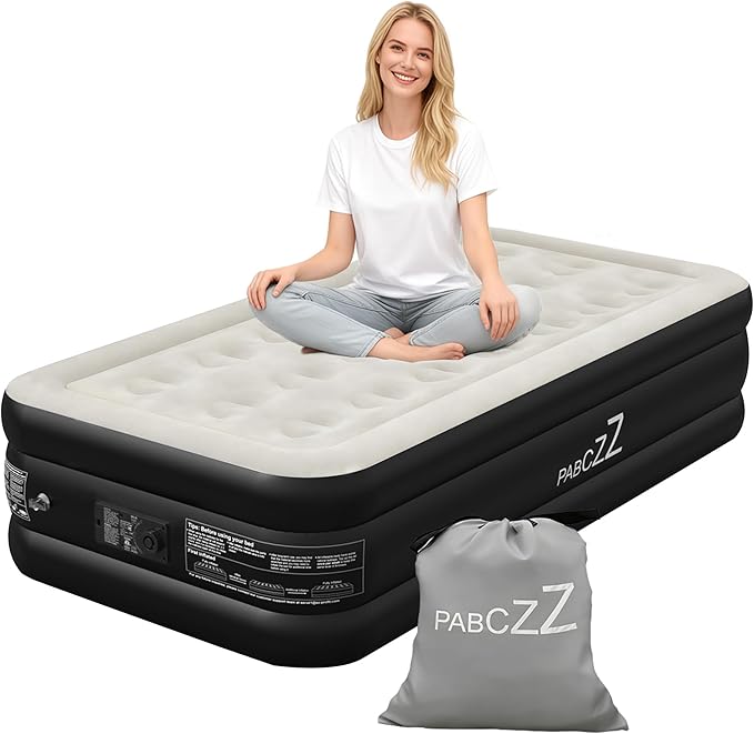 air Mattress, 18-inch Thickened Twin air Mattress, Suitable for Home use, Camping and Travel, Features Quick Inflation and deflation to Save You time