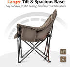 Overmont Oversized XL Camping Chair for Adults - 400lbs Support Heavy-Duty Padded Folding Chair with Side Pocket Cup Holder Cooling Bag for Outdoor Sports Garden Beach Fishing Lawn - Khaki