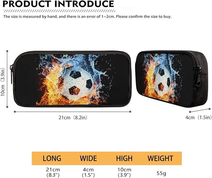 3 Pcs Water and Fire Football Printing Bag Sets Matching Portable Lunch Bag and Large Capacity Pencil Case for Kids Activities Outdoor Festival Gift