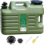 5 Gallon BPA-Free Water Jug with Spigot, Food Grade HDPE Outdoor Water Container, Portable Leak-Proof Water Can with Handle for Camping, RV, Hiking, Emergency Preparedness, Military Green
