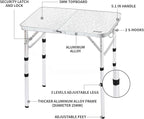Folding Camping Table 2ft Portable Pinic Table Adjustable Height Small Card Table Aluminum Foldable Lightweight with Carry Handle for Outdoor Indoor Hiking Camp BBQ Beach
