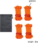 4Pcs Reflective Guy Lines Tent Cords 0.4cm Dia Heavy Duty Climbing Ropes Camp Ropes for Outdoor Activities Hiking Backpacking, Orange