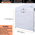 Sunwall for 10x10 Pop up Canopy, Instant Canopy Tent Sidewall, 1 Pack Sidewall Only (White 3 Pieces)