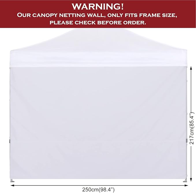 COOSHADE Instant Canopy SunWall 8x8 Canopy SideWall for Pop up Canopy Tent, 1 Pack Sidewall Only, White