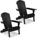VINGLI Folding Adirondack Chairs Set of 2, Wood Adirondack Chair for Outdoor, Foldable Fire Pit Chairs for Patio, BBQ, Porch, Yard, Pool, Black