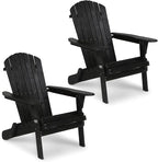 VINGLI Folding Adirondack Chairs Set of 2, Wood Adirondack Chair for Outdoor, Foldable Fire Pit Chairs for Patio, BBQ, Porch, Yard, Pool, Black