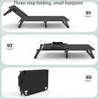 Oxford Cloth Camping Cot, Durable Steel Frame Folding Cot, Portable Folding Bed with Pillow, 4-Position Folding Chaise Lounge Chair