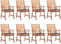 Patio Dining Chairs,Outdoor Chairs,Coffee Chair,Study Chair,Bistro Chair,Fishing Chairs,Camp Chair,Garden Chairs,for Deck, poolside,Camping,Beach,Campsite, 8 pcs with Cushions Solid Acacia Wood