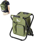 LEADALLWAY Fishing Chair with Cooler Bag Compact Fishing Stool Foldable Camping Chair