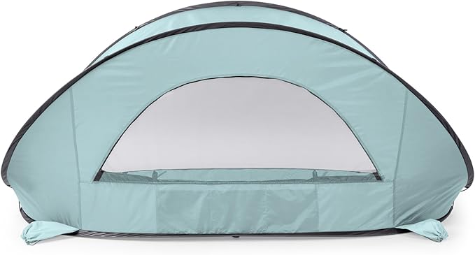 Picnic TIME Manta Portable Beach Tent, Fully-Assembled Pop Up Tent, Beach Shade and Sun Shelter, Instant Outdoor Shade with Carrying Bag for Outdoors and UPF50+ UV Protection, (Light Blue)