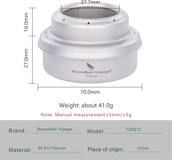 Boundless Voyage Titanium Spirit Burner Mini Alcohol Stove with Brackets Outdoor Camping Stove Multi-Fuel Stove, Lightweight and Versatile ti2001c