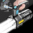 LED Flashlight USB Rechargeable, High Lumens Tactical Light with Sidelight, 4X LED, Zoomable, Handheld Super Brightest Flashlights, Portable Torch for Outdoor Camping Home Emergency Lantern