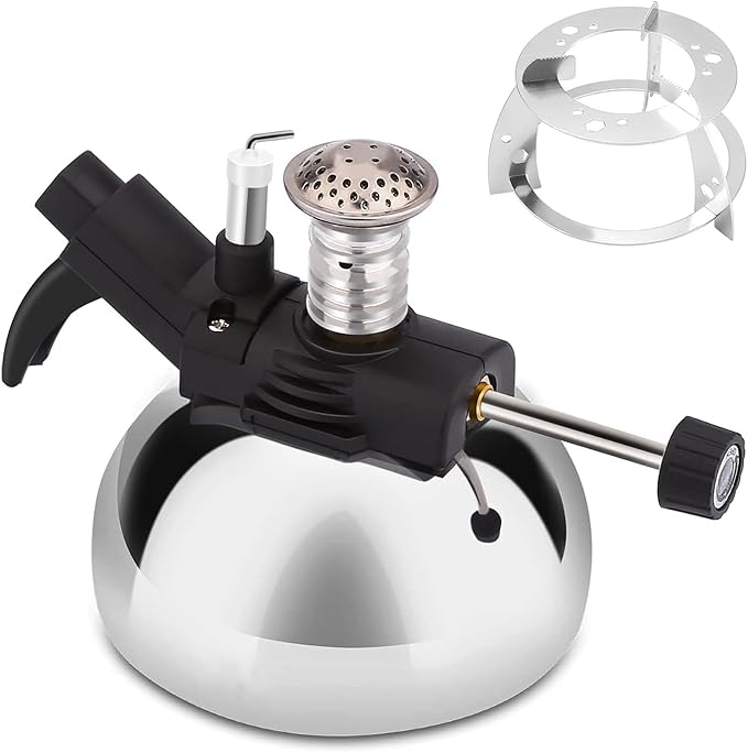 Portable Butane Burner, Butane Stove for Siphon Coffee Maker, Adjustable Flame, Gas Refillable Camping Burner with Furnace Stand for Cooking Camping and Lab
