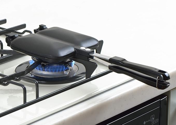 Yoshikawa SJ2703 Hot Sand Maker, For Gas Fire, Hot Double, Full Width 5.5 x Length 13.4 x Height 1.3 inches (14 x 34 x 3.2 cm), Black, Outdoor Camping