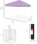 Best Choice Products 8x8ft Pop Up Canopy Tent, Outdoor Shade, 1 Person 1 Minute Set Up, Carry Case, 4 Weight Bags - Lilac/White