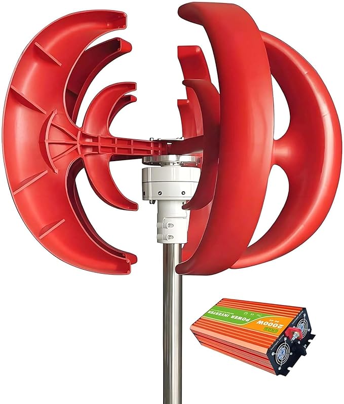 Wind Tur-Bine Generator Kit,12V/24V 5-Blade Vertical Axis Design Wind Power Generator,Low Wind Speed Start, Off-Grid,for Home,Marine,Camping,Solar Hybrid System(AC:2000W,2000W12V)