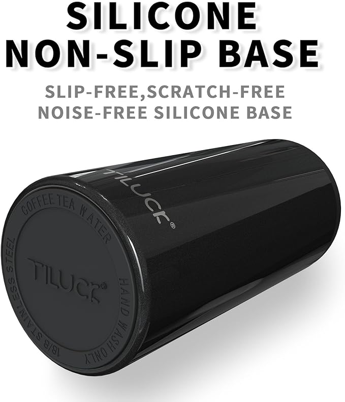 TILUCK Skinny Can Cooler for Slim Beer & Hard Seltzer, Stainless Steel, Doucle-Walled Stainless Steel Insulated Slim Cans, Standard 12 oz (Glitter Black)