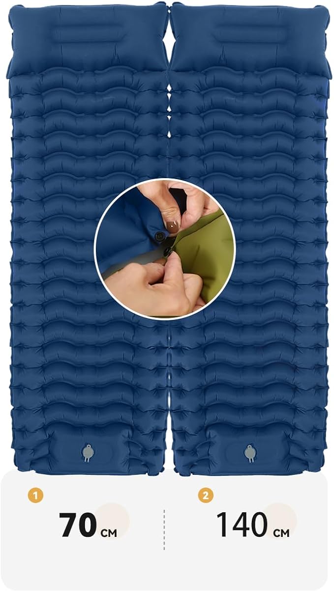 Enlarged and Thickened air Sleeping Mats for Camping, 78.75x27.55x3.93 inches Thick, 330lbs Load Capacity, Quick Inflation in 25 Seconds at Maximum Speed, Low Noise, TPU Coated (Navy Blue)