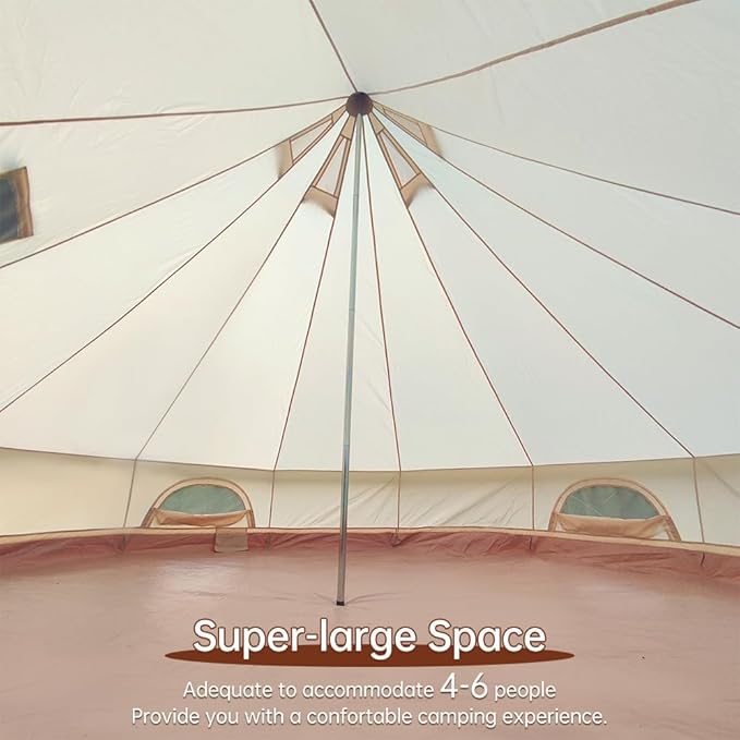 Oxford Bell Tent for Family Camping - Spacious 13.1ft /16.4ft Yurt with Stove Jack, Large Glamping Tents for 4-8 People, 4 Season Oxford Hot Tent Shelter