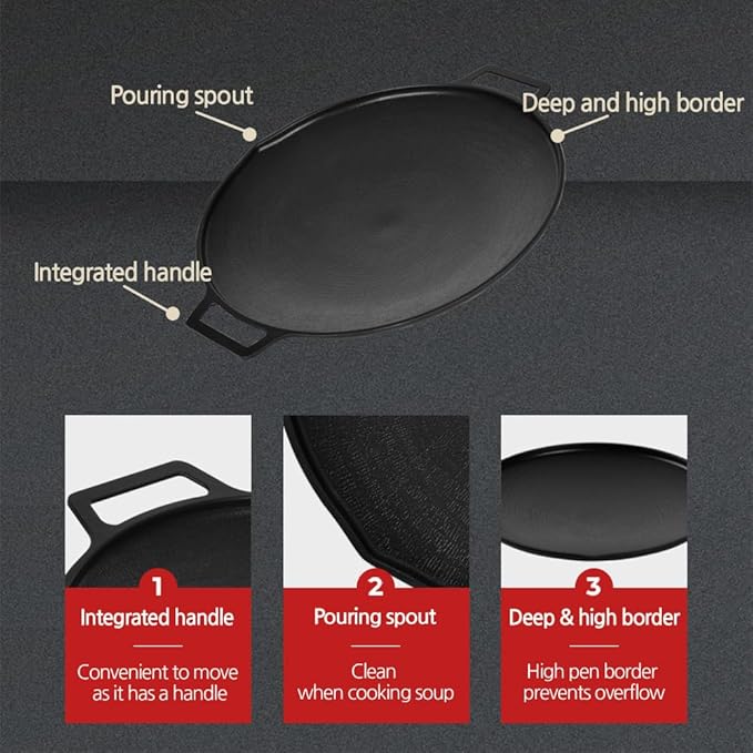 Korean BBQ A IH Griddle Grill Pan, Nonstick Coating, All Stove(Gas, Electric & Induction),Indoor Outdoor Griddle (12 IN)