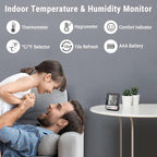 ThermoPro TP49 2 Pieces Digital Hygrometer Indoor Thermometer Humidity Meter Room Thermometer with Temperature and Humidity Monitor Mini Hygrometer Black Weather Station