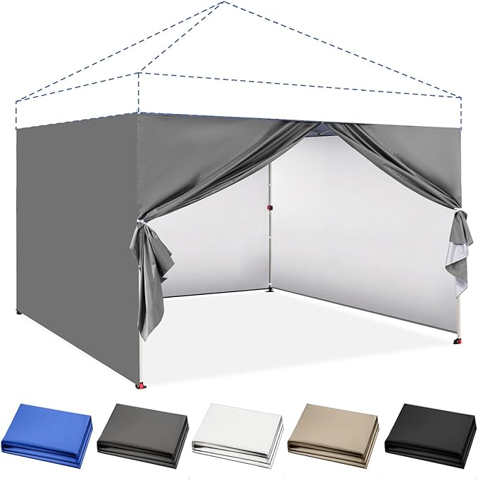 CROWN SHADES 10x10 Canopy Sidewalls (4pck) - Canopy Walls 10x10, Sidewalls for Canopy - Canopy Cover, Canopy Accessories, Grey