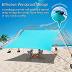 Beach Canopy Windproof Design, Sun Shelter UPF50+ Portable Family Tent with 6 Sandbags Anchors 10x10 FT 2 Pole Pop Up Outdoor Shelter for Beach, Camping, Fishing, Backyard