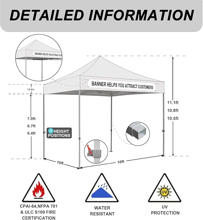 Eurmax USA Standard 10x10ft Patio Pop Up Canopy Tent for Outdoor Events Commercial Instant Canopies with Heavy Duty Roller Bag,Bonus 4 Canopy Sand Bags (Red&White)