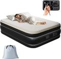 Outvita 18in Queen Air Mattress with Built-in Pump, Foam Topper Inflatable Air Bed Quick Assembly Comfort Luxury Blow Up Sleeping Mat for Guests and Home, Camping, Travel, 650lbs Weight Capacity