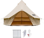 Happybuy Canvas Bell Tent - 4 Seasons Breathable 100% Cotton Canvas Yurt - w/Stove Jack, Luxury Glamping Tent Waterproof for Family Camping, Hunting, Party