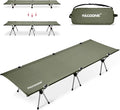 2-in-1 Ultralight Folding Camping Cot with Leg Extenders, Military Camping Cots Bed, Heavy Duty Folding Sleeping Camping Cot for Backpacking Hiking Travel Tent, Support 330 Lbs(Green)