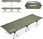 2-in-1 Ultralight Folding Camping Cot with Leg Extenders, Military Camping Cots Bed, Heavy Duty Folding Sleeping Camping Cot for Backpacking Hiking Travel Tent, Support 330 Lbs(Green)