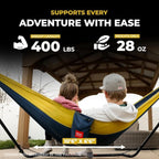 GRAND TRUNK TrunkTech Double Hammock | Ultra-Strong & Lightweight | 11 ft Hammock with Ripstop Nylon | 500 lb Capacity | Fast-Drying & Weather-Resistant | Heritage